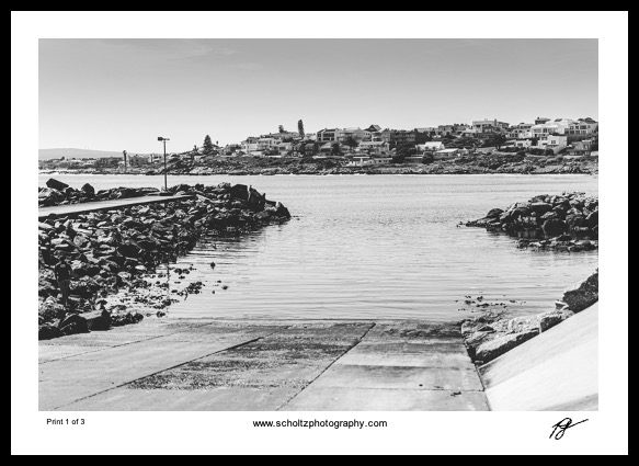 yzerfontein harbour launch black and white framed